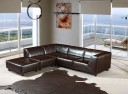 Bella Italia Domino Full Leather Espresso Sofa w. Ottoman