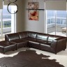 Bella Italia Domino Full Leather Espresso Sofa w. Ottoman