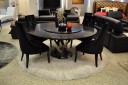 AC833-180 – Round Black Crocodile Lacquer Table w Lazy Susan