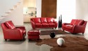 Full Leather Bremen Red Sofa Set