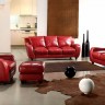 Full Leather Bremen Red Sofa Set