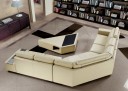 Tera – Beige Bonded Leather Sectional Sofa with Coffee Table