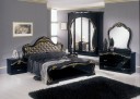 Judy – Italian Classic Black Bedroom Set (Gold Fabric Headboard)