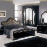Judy – Italian Classic Black Bedroom Set (Gold Fabric Headboard)